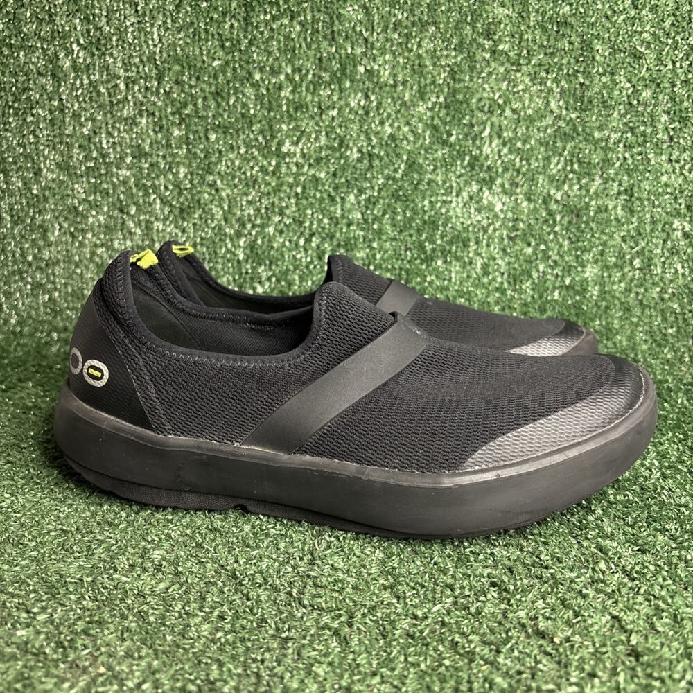 Oofos OOmg Low Womens 11 Black Mesh Slip On Recovery Walking Shoe Sneaker